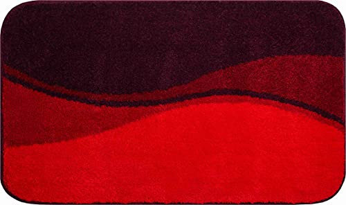 Linea Due Badteppich 100% Polyacryl, ultra soft, rutschfest, ÖKO-TEX-zertifiziert, 5 Jahre Garantie, FLASH, Badematte 70x120 cm, rubin