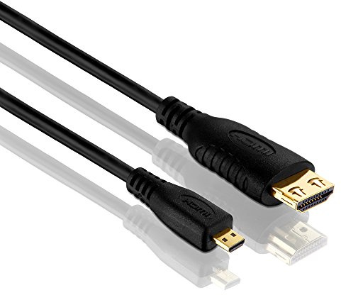 PureLink PI1300-020 High Speed Micro HDMI Adapterkabel mit Ethernet (4K UltraHD (2160p), Ethernet), HDMI-A Stecker auf Micro HDMI Stecker, Zertifiziert, 2,00m, schwarz