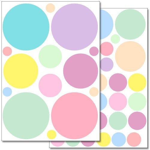 WANDKINGS Pastell Punkte Wandsticker Set, 46 Aufkleber, 2 DIN A4 Bögen, Gesamtfläche 60 x 20 cm