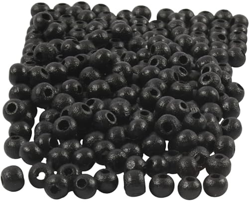 Wooden beads, D: 5 mm, black, 6g, approx. 180 pc