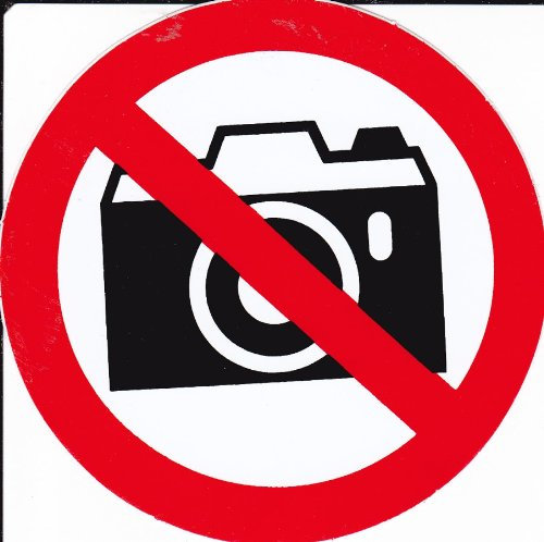 Interdiction - Photo - Film autocollant - Diamètre : 100 mm - Rond