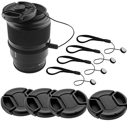 CamKix Lens Cap Bundle - 4 Snap-on Lens Caps for DSLR Cameras including Nikon, Canon, Sony - 4 Lens Cap Keepers / 1 CamKix Microfiber Cleaning Cloth included (58MM)