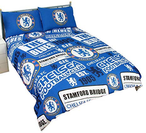 Chelsea Offizielles Patch-Bettwäsche-Set für Doppelbett, Blau F.C.