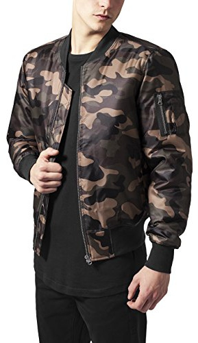 Urban Classics Herren Jacke Basic Bomber, Gr. Large, Mehrfarbig (Wood camo 396)