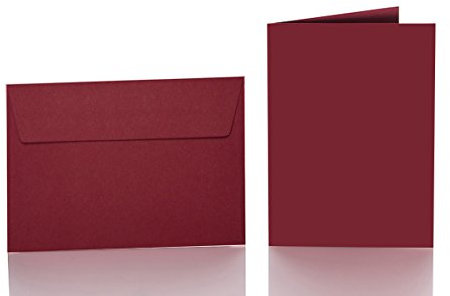 Paper24 25 Faltkarten blanko mit Umschlag 120x170 mm, Briefumschläge B6, Doppelkarten mit Umschlag sind ideal für Geburtstag in Bordeaux