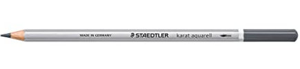 STAEDTLER aquarell Buntstifte karat aquarell, dunkel kaltgrau, wasservermalbare, weiche, farbintensive Mine, unterschiedliche Trocken- und Nasstechniken, 6 Aquarellstifte im Kartonetui, 125-890
