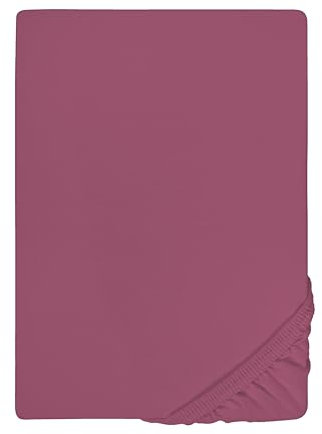 biberna Jersey-Elastic-Spannbetttuch 0077866 (Matratzenhöhe max. 25 cm) 1x 120x200 cm - 130x220 cm, brombeer