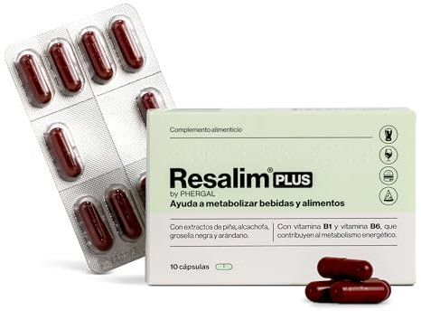 ResalimPLUS - Complemento Alimenticio para Ayudar a Metabolizar Bebidas y Alimentos, Ayuda a disminuir el cansancio y la fatiga - 10 Comprimidos
