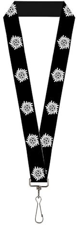 Buckle-Down Unisex-Erwachsene Lanyard-1.0-Winchester Pentagram Repeat Black/White Schlsselanhnger, Multi, Einheitsgröße