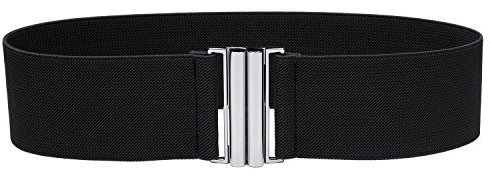 Syuer Damen Breiter Elastischer Taillengürtel Cinch Gürtel Trimmer Stretchbund (L-XL (76-91cm), Schwarz (Schnalle Silber))