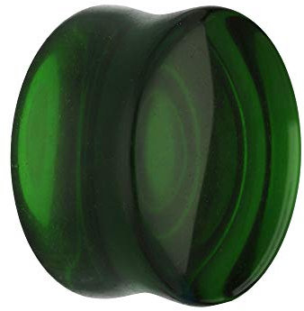 Treuheld® | 8mm Glas Ohr Plug/Flesh Tunnel | Dunkel-Grün | Double Flared | Ohne Gewinde | Damen und Herren | halb-durchsichtig/transparent