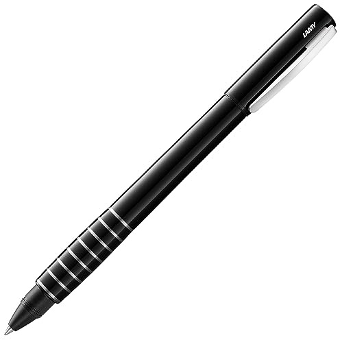 LAMY accent Tintenroller 398 – Rollpen in schwarzem Brillant Lack-Finish mit austauschbarem Griffstück Lack diamantiert und Edelstahlclip – Tintenroller-Mine M 63 schwarz – Strichbreite M