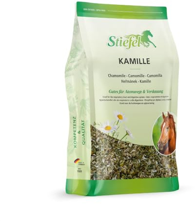 Stiefel Kamille für Pferde, 100% naturbelassene Kamille, zur Unterstzützung der Atemwege, für eine gesunde Haut, auch als Aufguss, 500g