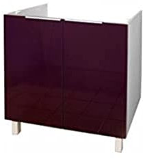 Berlioz Creations CE8BA Spülenunterschrank für Küche, in auberginefarbenem Hochglanz, 80 cm, 100 Prozent französische Herstellung