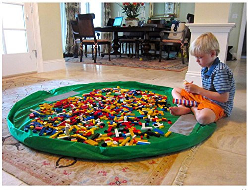 Hivel Portable Toy Storage Bag Easy Tidy Play/Storage Kids Play Mat Toys Organizer Ideal for Lego Duplo and Other Children's Toys for Faster Cleanup Large Size Diameter 150cm - Green