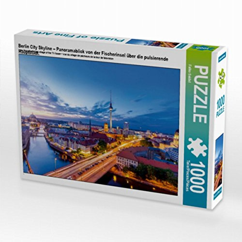 CALVENDO Puzzle Berlin City Skyline – Panoramablick von der Fischerinsel über die pulsierende Hauptstadt. | 1000 Teile Lege-Größe 64 x 48 cm Foto-Puzzle für glückliche Stunden