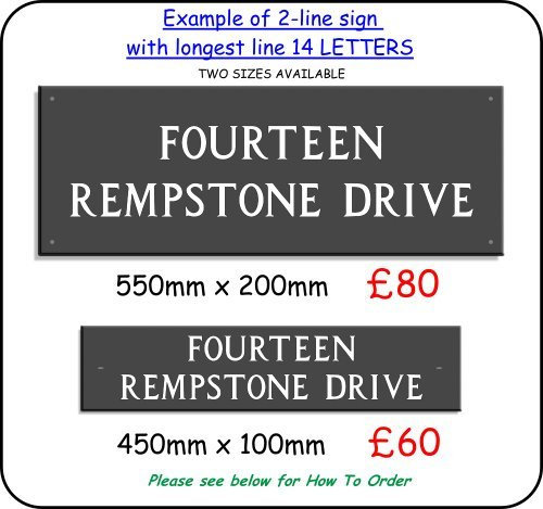 Numbers & Names by Atlantic Hardware Personalised Engraved Black Slate House Nameplate Sign - 2 line
