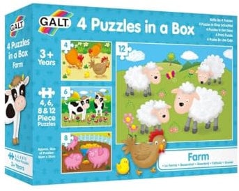 Galt Toys, 4 Puzzles in a Box - Farm, Ages 3 Plus Years