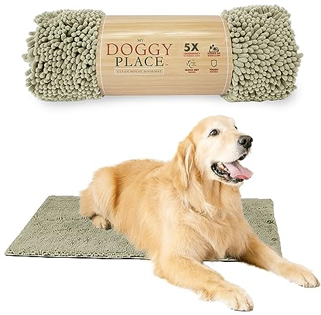 My Doggy Place Dog Mud Mat, 36 x 26 Oatmeal – Thick Microfiber Entry Rug for Snow, Mud & Salt – Absorbent, Quick-Dry, Washer-Safe & Non-Slip, Large