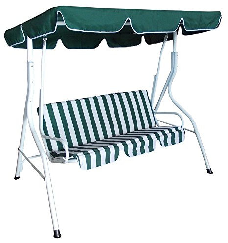 Hollywoodschaukel 3-Sitzer Florida 170x110x153cm weiss/grün Gartenschaukel