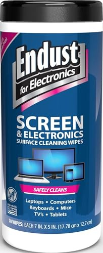Endust for Electronics; Screen & Surface Cleaning Wipes, Great LCD and Plasma Wipes, 70 Wipes (11506)