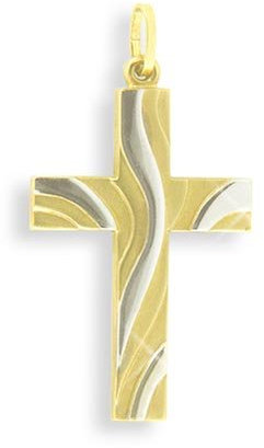 Viennagold Bicolor Kreuz Anhänger echt 14 Karat Gold 585 (Art. 203156) Gratis Express Gravur