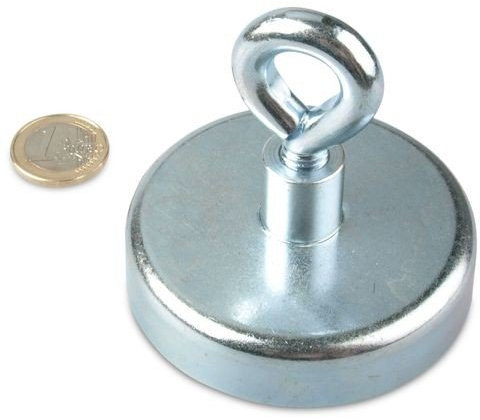 Ösenmagnet Ø 75 mm NEODYM - Zink - hält 160 kg, Magnetöse, Deckenöse, Wandöse, Extreme Haftkraft, Magnetfischen