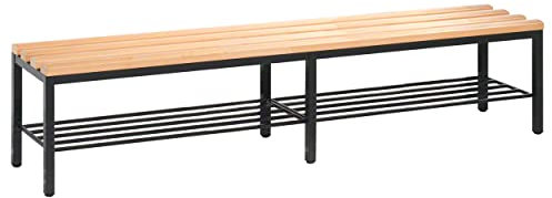 C und P Sitzbank Holzbank Umkleidebank Fitness Studio mit Schuhrost, 42x200x35 cm