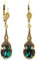 Jugendstil Ohrringe Gold Dunkelgrün Markenkristalle Vintage Ohrringe NOBEL SCHMUCK