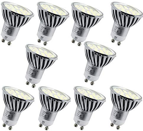 Energmix 10x GU10 LED Lampe 4W 400 lm - Warmwei LED Spot - Strahler - Leuchtmittel mit 5050 SMD LED 230 Volt 4 Watt (mit Schutzglas), 10x2064
