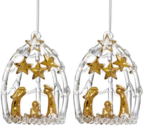 Sikora BS140 Krippe Christbaumschmuck Glas Figur Weihnachtsbaum Anhänger 2er Set