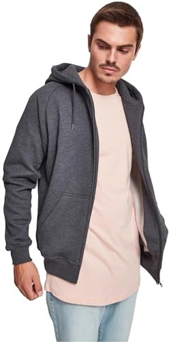 Urban Classics Herren Kapuzenpullover Zip Hoody, Sweatjacke mit Reißverschluss für Männer, Loose Fit, 3XL, Charcoal