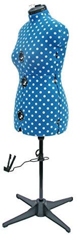 Sewing Online Verstellbare Schneiderpuppe Blau mit Punktmuster 8-Teilige | Mittel (M) [Größe EUR 44 bis 48]