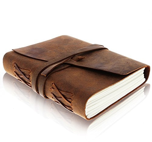 moonster Leder Notizbuch Journal - Antikes handgemachtes ledergebundenes Notizbuch für Sie und Ihn zum Schreiben - Blanko Paper 18x13cm-gut für Kunst, als Skizzenbuch oder Reisetagebuch