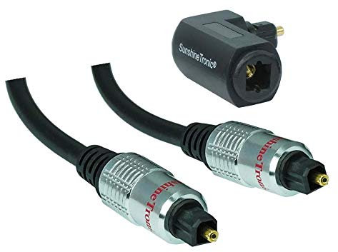 SunshineTronic 0,5m Premium Optisches Digitalkabel Toslink + Toslink-Winkeladapter(360° drehbar)