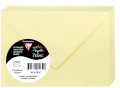 Clairefontaine 5450C - Packung mit 20 Umschläge Pollen, Mini Format 7,5x10 cm, 120g, ideal für Ihre Einladungen und Korrespondenz, Kanariengelb, 1 Pack