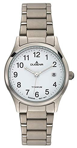 Dugena Damen Quarz-Armbanduhr, Allergikerfreundliches Titan, Gehärtetes Mineralglas, Titan-Armband, Semper, Silber/Weiß, 4460331