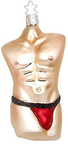 Inge-glas Christbaumschmuck Männer-Torso Rot-Schwarz