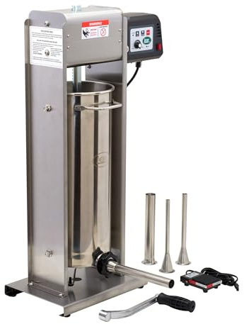 LEM Products BigBite 30 lb Motorized Sausage Stuffer, Stainless Steel Meat Stuffer Machine with 0.5 HP Motor, Electric Sausage Maker for Home Kitchen Use and Meat Processing