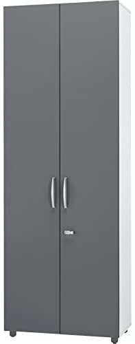 Aktenschrank abschließbar, 80 cm breit, Schrank weiß, Mehrzweckschrank mit Griffen, Allzweckschrank, Haushaltsschrank, Büroschrank, Werkzeugschrank aus Holz,Küchenschrank 42 cm tief