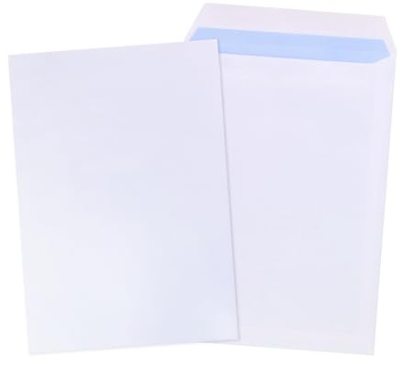 GP Globe Packaging 100 x C5 A5 White Plain Self Seal Paper Envelopes (Size: 229x164mm) - Printer Safe & Fully Opaque - Security Mailing Envelopes for Home, Office & Business Use