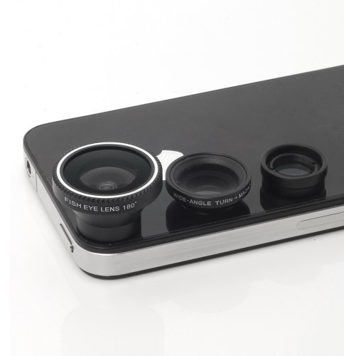 3 in 1: wide angle lenses + macro kit fisheye photo for iPhone 4S 4G 3GS 5 5S 5C Samsung GALAXY S2 I9100 S3 S4 I9300 i9500 I9220 I9600 Note2 Note3 N7100 N9000 HTC Nokia (Black)
