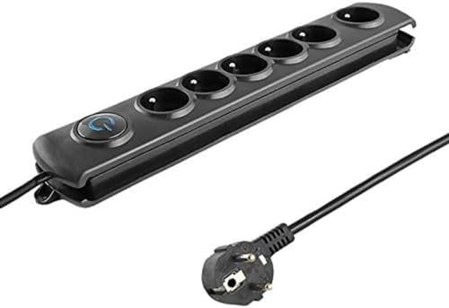 qoltec 50111 Bloc multiprise avec parasurtenseur, 6 Prises Noir
