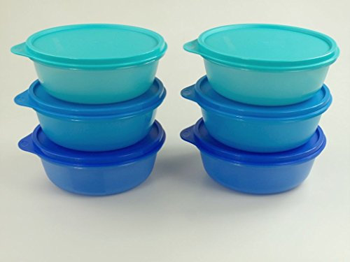 Tupperware Airtight 600ml Salad Bowl Set – Set of 6 Blue Salad Bowl Containers – Scratch Resistant Textured Material – Great for On-the-go and Food Storage