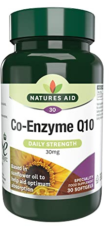 Natures Aid Co-Q-10 Tablets 30mg Pack of 30 | Supports Heart Health & Energy Production, High Potency Ubiquinone, Vegan, Gluten-Free, Non-GMO
