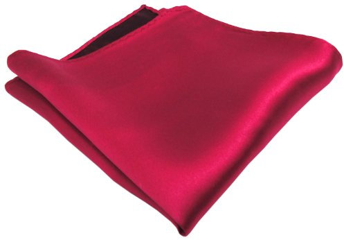 TigerTie gewebtes Designer Satin Seideneinstecktuch in rot einfarbig Uni - Pochette 30 x 30 cm - Einstecktuch 100% reine Seide