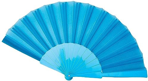 eBuyGB Folding Handheld Pretty Hand Fan Wedding Party Accessory Pocket Sized Fan For Wedding Gift, Party Favors, DIY Decoration, Summer Holidays, Home Décor, Light Blue