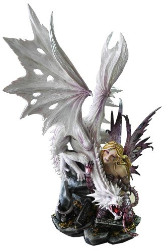 Unbekannt Drachen Elfe Figur - Dragon Guard mit großem weißen Drachen