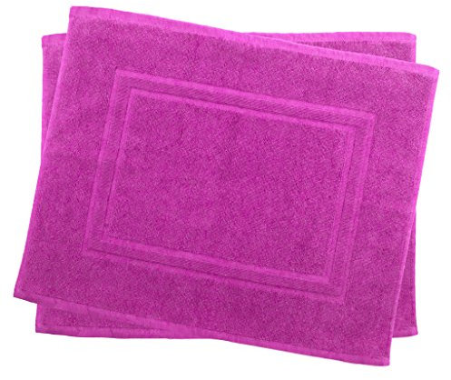 Julie Julsen 2er Pack 50 x 40 cm Badvorleger in Premium Qualität 900 gm2 in aktuellen Farben und 4 Größen aus Baumwolle Badematte Badteppich Duschvorleger Design Doppel Rahmen Pink