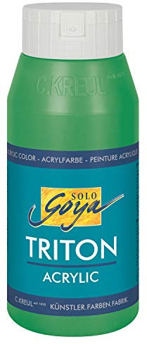 KREUL 17006 - Solo Goya Triton Acrylfarbe permanentgrün, 750 ml Flasche, schnell und matt trocknend, Farbe auf Wasserbasis, in Studioqualität, vielseitig einsetzbar, gut deckend und ergiebig